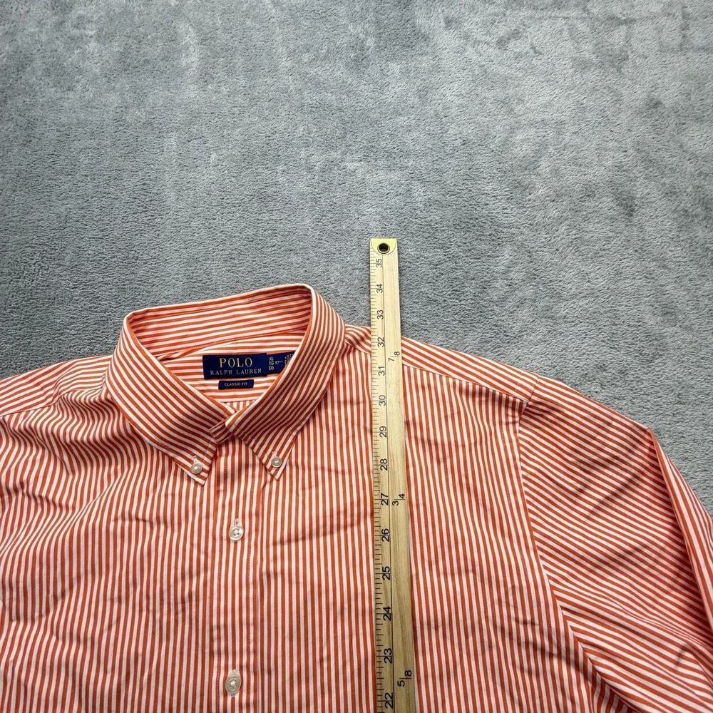 Polo Ralph Lauren Shirt Mens XL Orange Striped Long Sleeve‎ Button Down